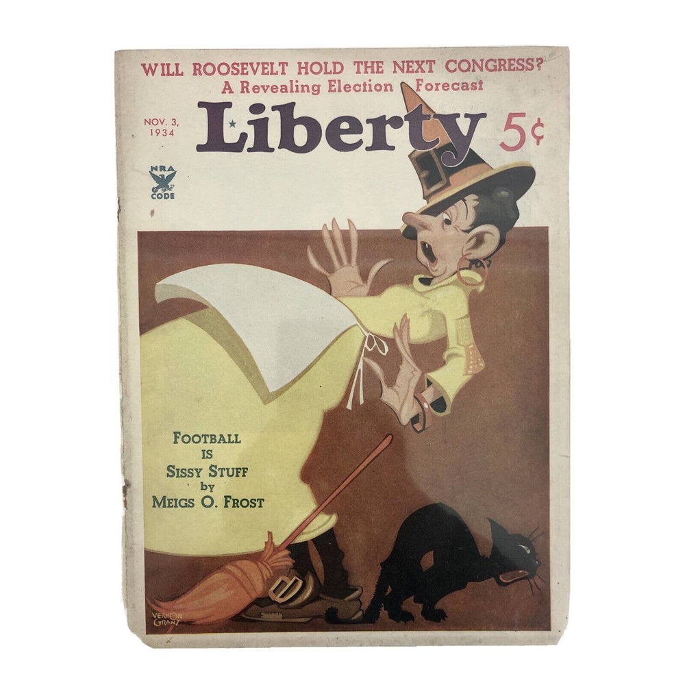 Vintage Liberty Magazine Cover November 3, 1934 Witch Black Cat